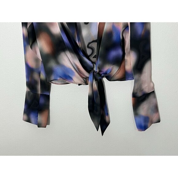 NWT Topshop Satin Tie Dye Shirt In Multi Size 6 - Picture 3 of 15